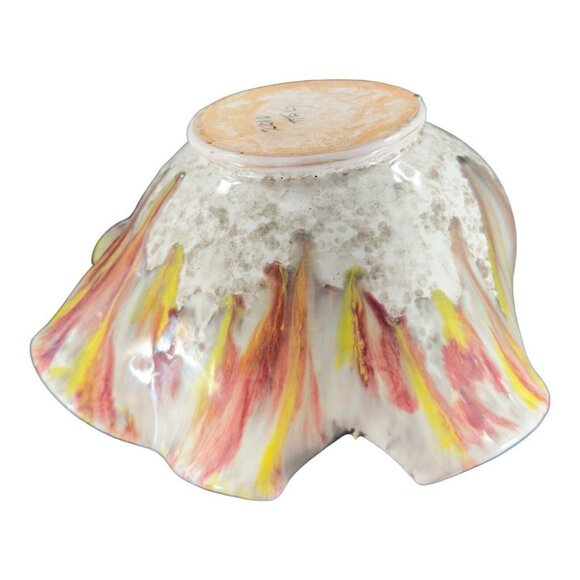 Mid Century Italian Pottery Splatter Glaze Bowl Dish Large Snail Shell Design - Picture 12 of 16